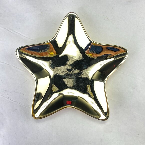 Vintage Avon Candle Bougies Gold Tone Star Plate - Picture 1 of 10